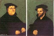 CRANACH, Lucas the Elder Portraits of Martin Luther and Philipp Melanchthon y oil painting on canvas